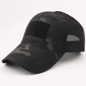 JupiterGear Military-Style Tactical Patch Hat with Adjustable Strap | Breathable and Unisex (Color: Black Camo)