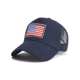 JupiterGear American Flag Trucker Hat with Adjustable Strap (Color: Blue and RWB)