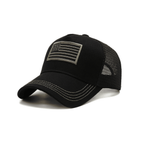 JupiterGear American Flag Trucker Hat with Adjustable Strap (Color: Black and Green)