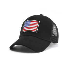 JupiterGear American Flag Trucker Hat with Adjustable Strap (Color: Black and RWB)